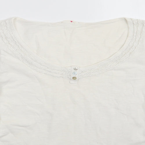 White Stuff Womens Ivory  Cotton Tunic Blouse  Round Neck - Details Neckline