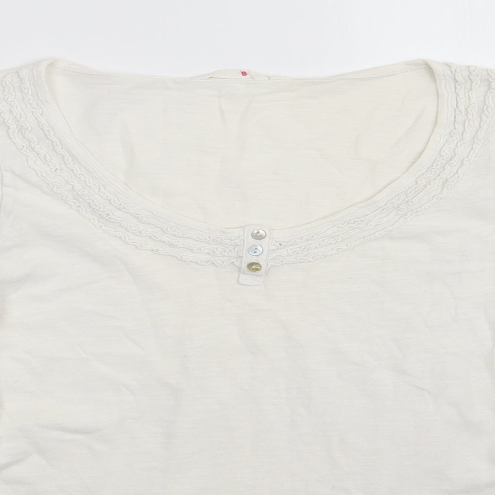 White Stuff Womens Ivory  Cotton Tunic Blouse  Round Neck - Details Neckline