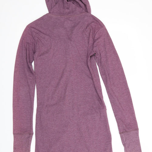 Fat Face Womens Purple  Polyester A-Line  Size 8  High Neck  - Hoodie Sweat Dress Front Fastening
