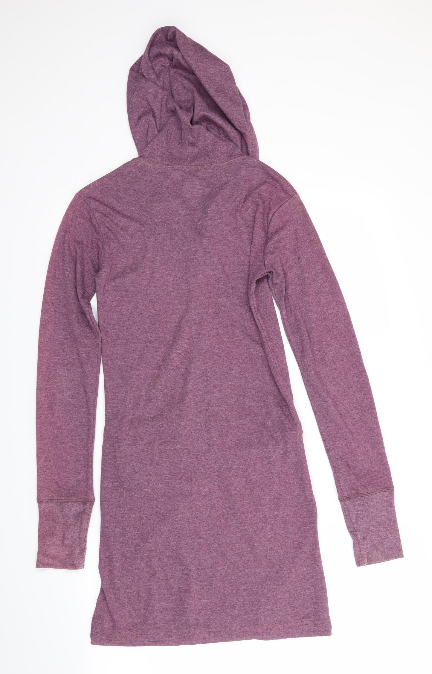 Fat Face Womens Purple  Polyester A-Line  Size 8  High Neck  - Hoodie Sweat Dress Front Fastening