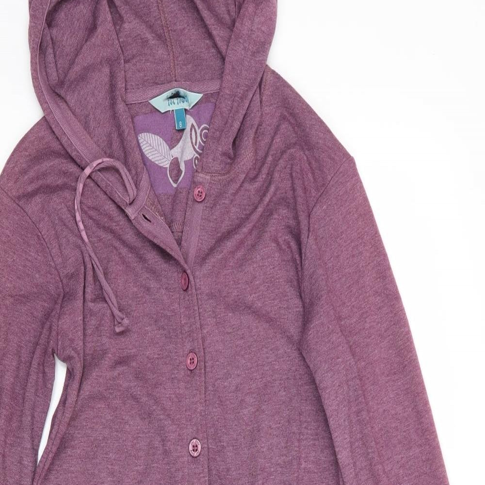 Fat Face Womens Purple  Polyester A-Line  Size 8  High Neck  - Hoodie Sweat Dress Front Fastening