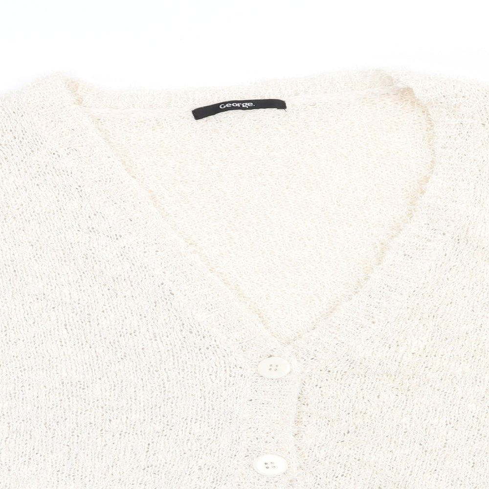 George Womens Ivory Round Neck  Polyester Cardigan Jumper Size 18   - Fluffy String Like finish