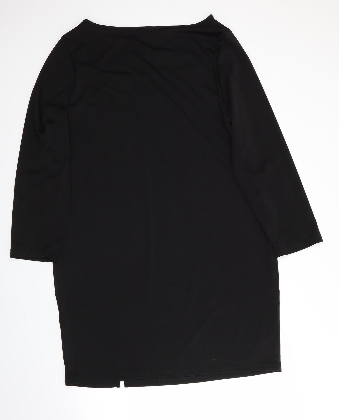 Shein Curve Womens Black  Polyester Bodycon  Size 4XL  Boat Neck  - Off Centre Back Hem Vent & Open Back Shoulder