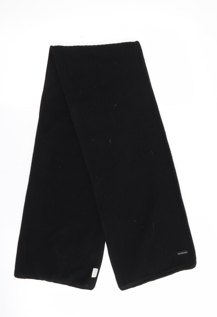 Petroleum Mens Black Acrylic Scarf One Size - Fleece Ribbed
