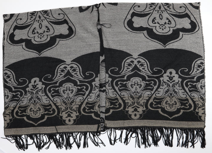 Preworn Womens Black Floral Shawl/Wrap