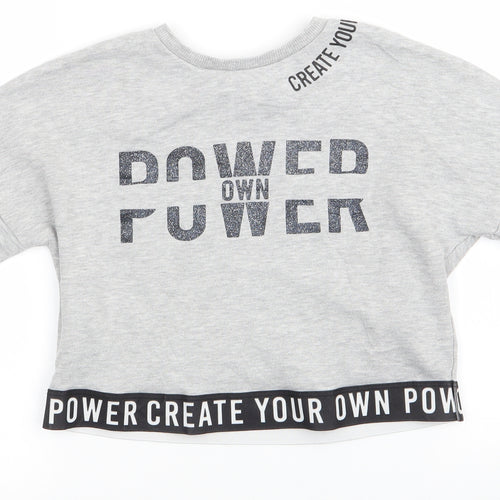 George Girls Grey  Polyester Pullover Sweatshirt Size 6-7 Years   - Create your own power