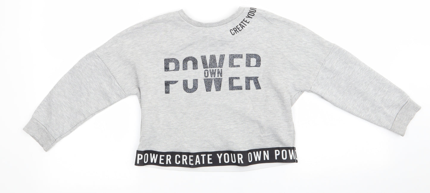 George Girls Grey  Polyester Pullover Sweatshirt Size 6-7 Years   - Create your own power