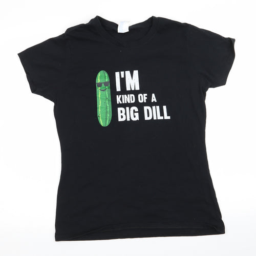 Port & Company Womens Black  Cotton Basic T-Shirt Size M Round Neck - I'm Kind of a Big Dildo