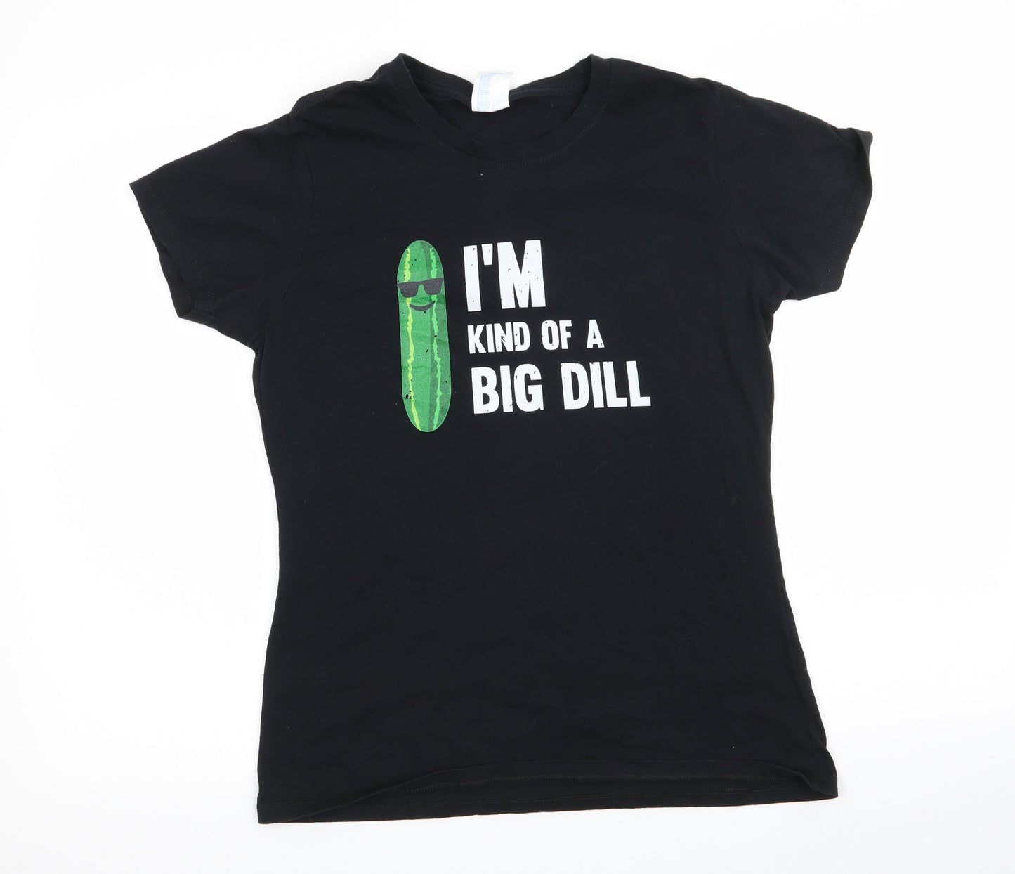 Port & Company Womens Black  Cotton Basic T-Shirt Size M Round Neck - I'm Kind of a Big Dildo