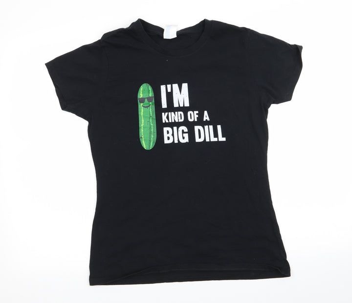Port & Company Womens Black Cotton Basic T-Shirt Size M Round Neck - I'm Kind of a Big Dildo