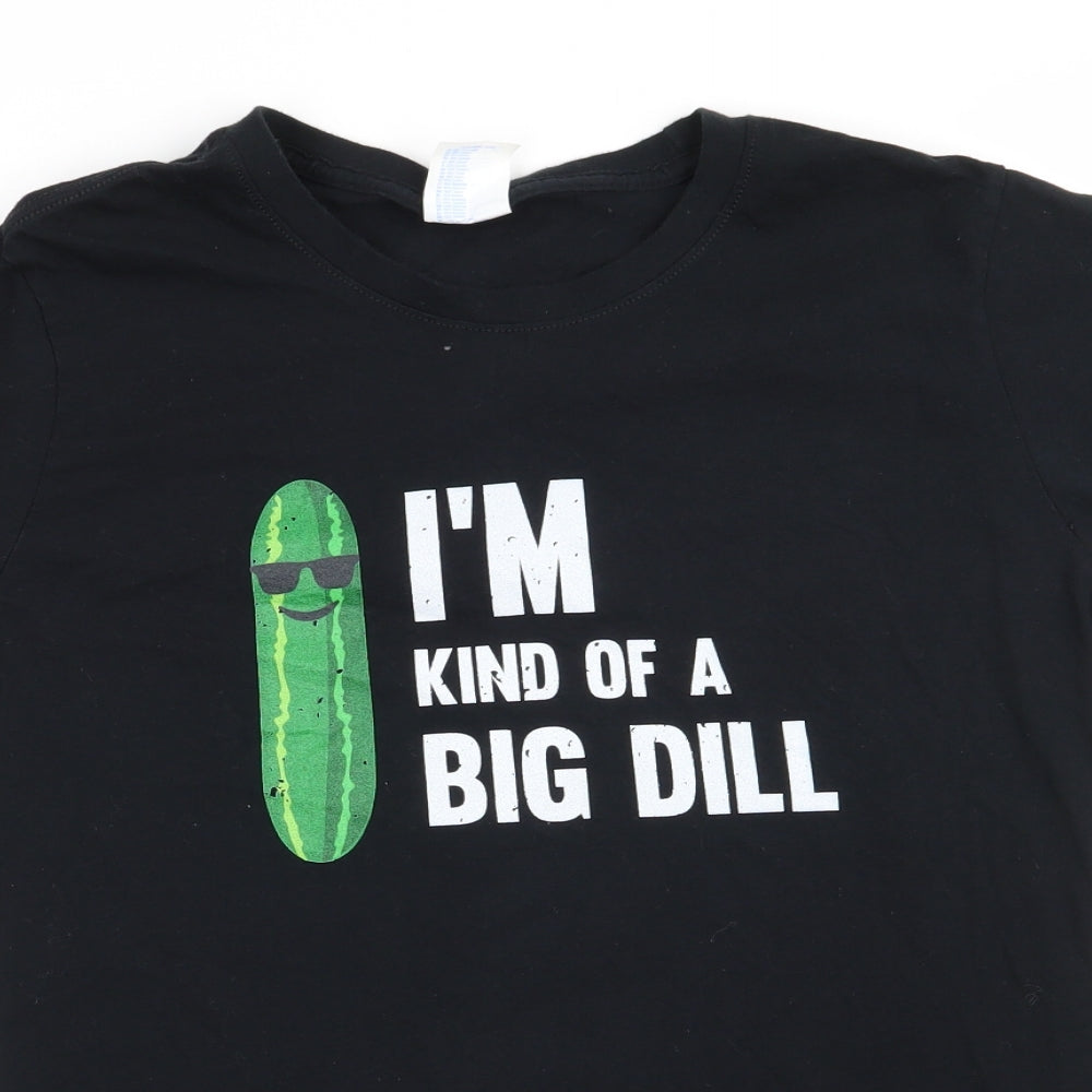Port & Company Womens Black  Cotton Basic T-Shirt Size M Round Neck - I'm Kind of a Big Dildo