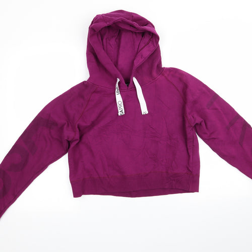 USA Pro Womens Purple  Cotton Pullover Hoodie Size 10   - USA Pro Cropped