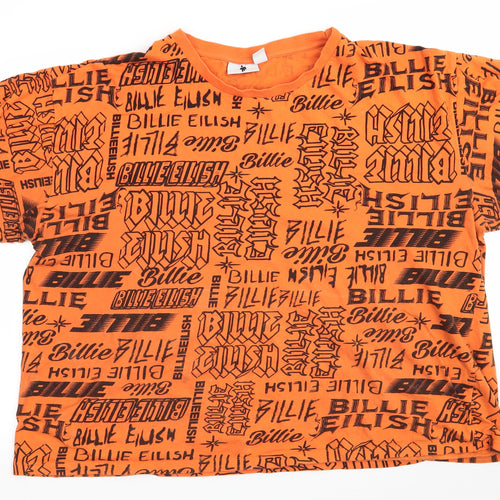 Billie Eilish Womens Orange  Cotton Basic T-Shirt Size XL Round Neck - Billie Eilish
