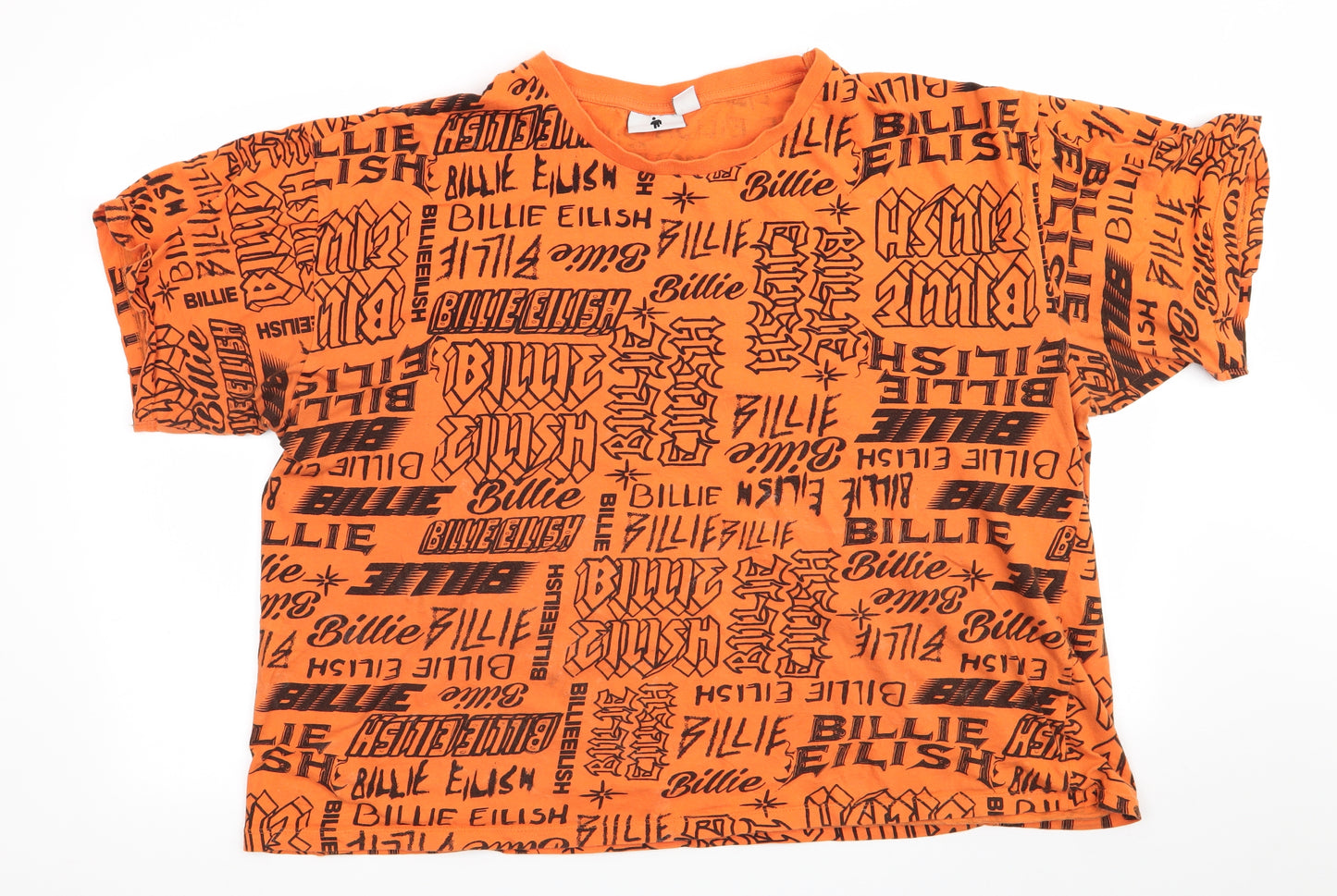 Billie Eilish Womens Orange  Cotton Basic T-Shirt Size XL Round Neck - Billie Eilish