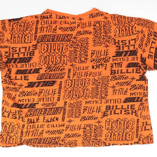 Billie Eilish Womens Orange  Cotton Basic T-Shirt Size XL Round Neck - Billie Eilish