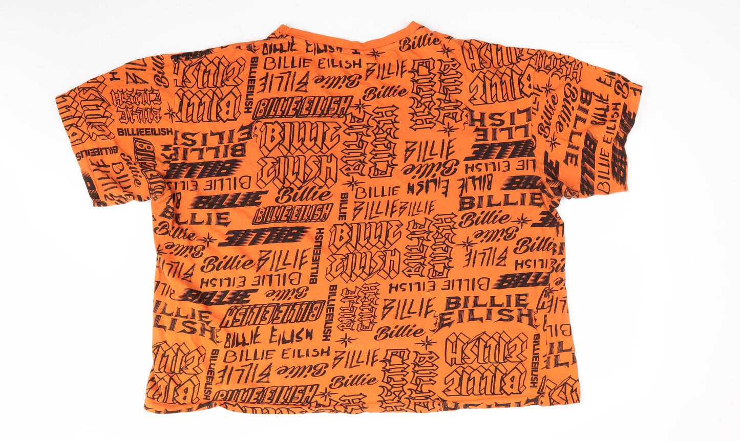 Billie Eilish Womens Orange  Cotton Basic T-Shirt Size XL Round Neck - Billie Eilish