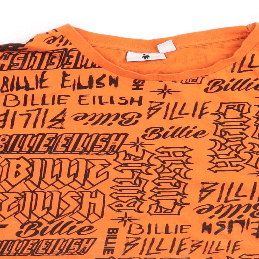 Billie Eilish Womens Orange  Cotton Basic T-Shirt Size XL Round Neck - Billie Eilish
