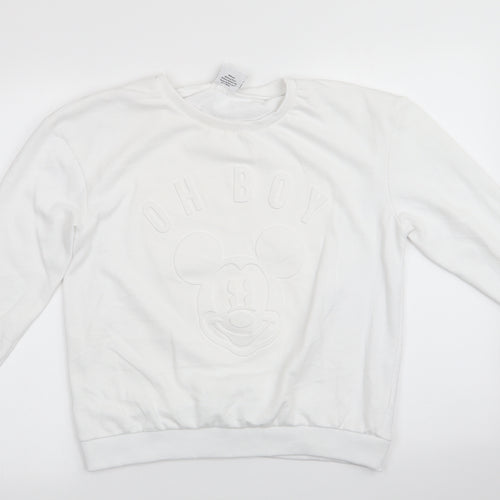 Disney by Atmosphere Womens White Animal Print Polyester Pullover Sweatshirt Size 10   - Embossed Mickey Mouse - Oh Boy