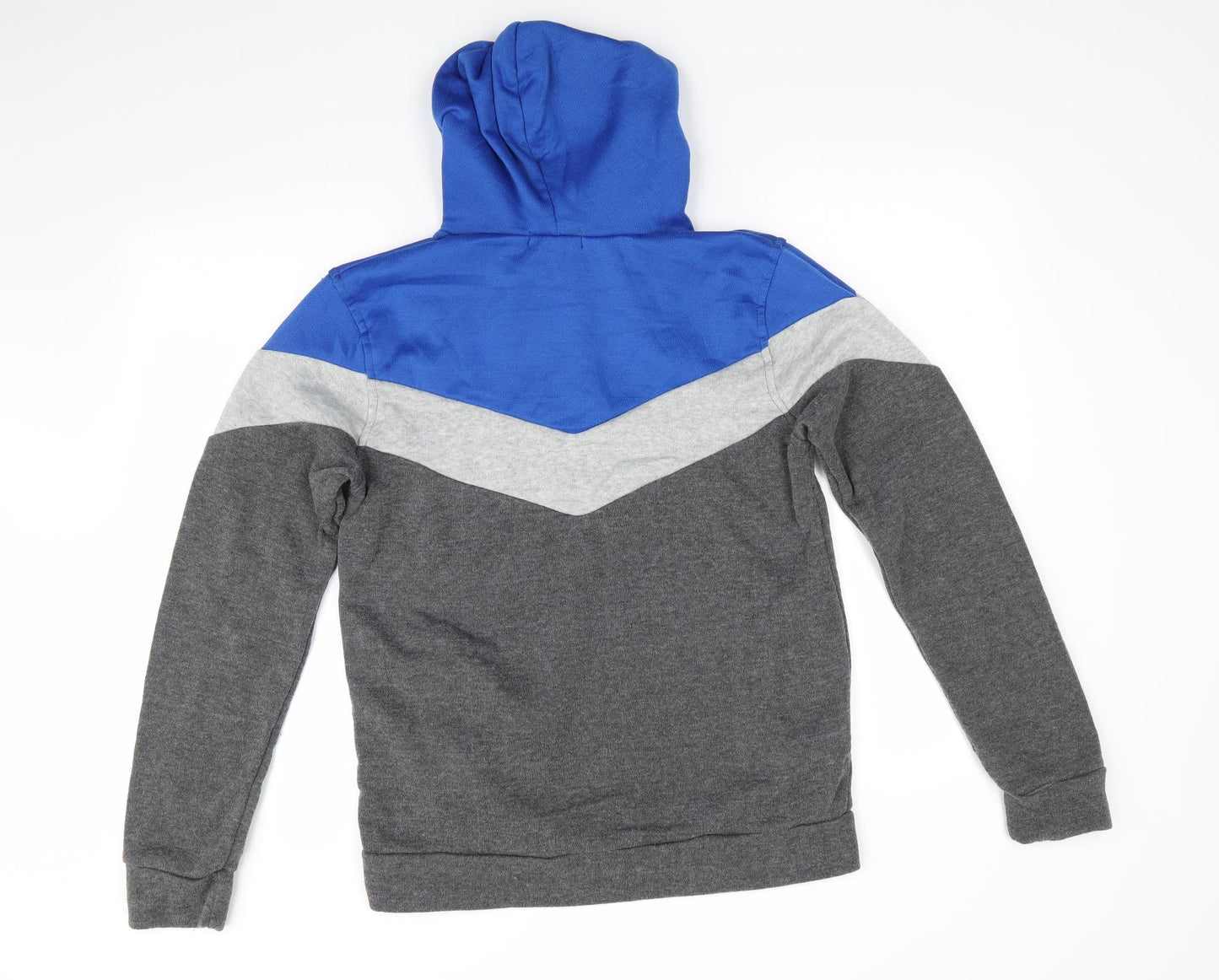 Geshan Pin Yue Mens Grey   Pullover Hoodie Size L   - Blue & Grey Colourblock
