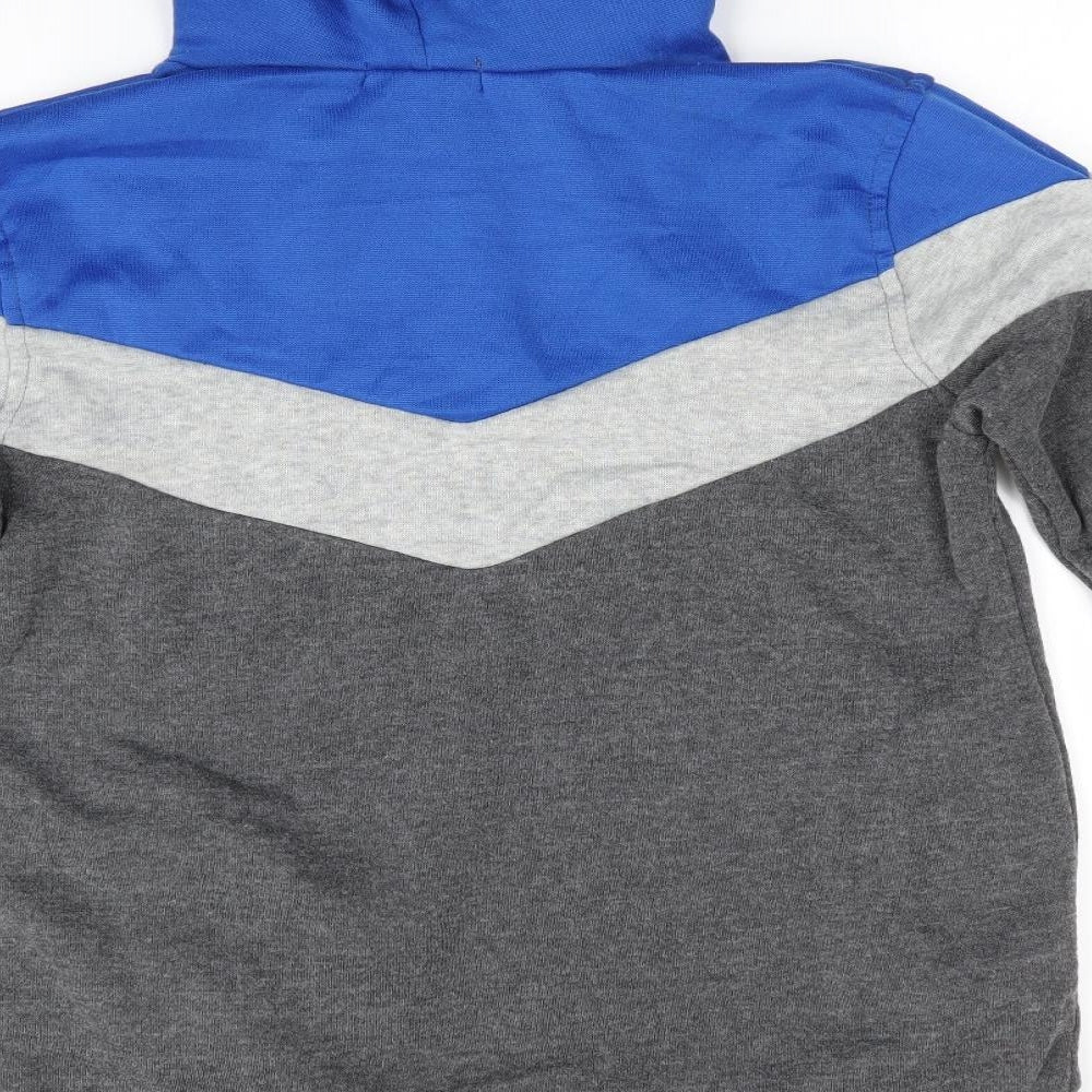 Geshan Pin Yue Mens Grey   Pullover Hoodie Size L   - Blue & Grey Colourblock