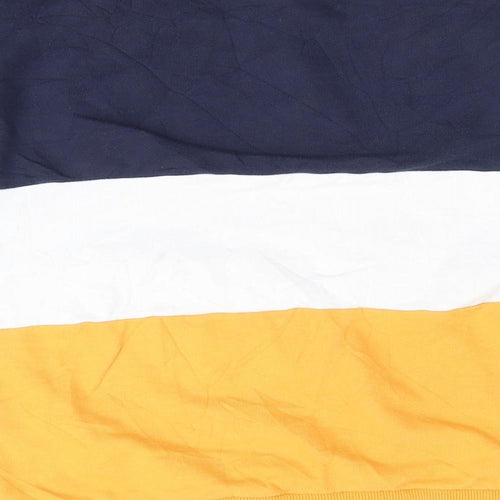Peacocks Mens Blue Striped Cotton Pullover Sweatshirt Size S   - Navy Gold White Stripe