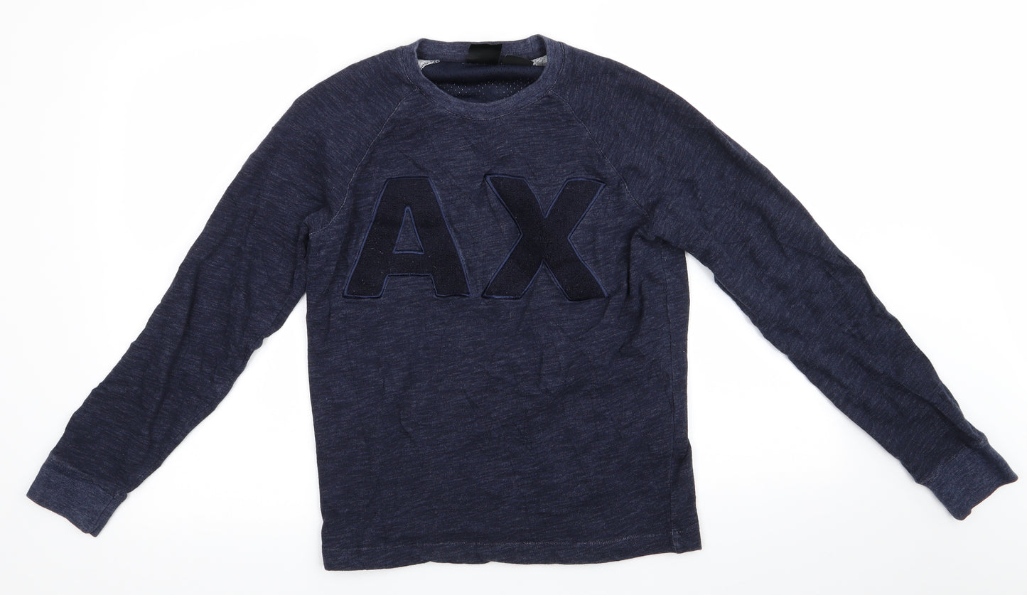 AX Armani Exchange Womens Blue  Cotton Pullover Sweatshirt Size S   - Appliqued AX