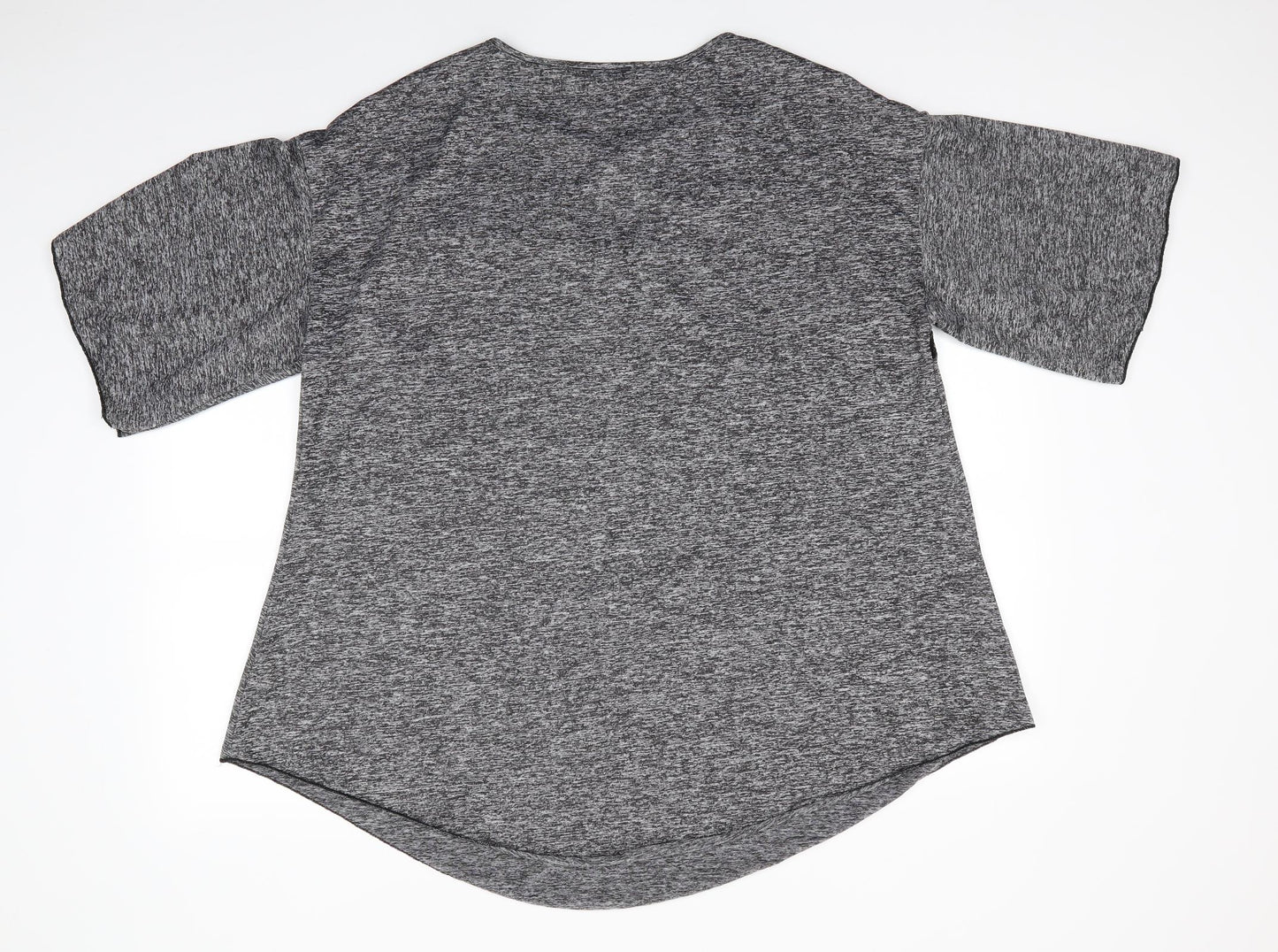 Shein Curve Womens Grey  Polyester Tunic Blouse Size 2XL V-Neck - Lace inserts & cross over front