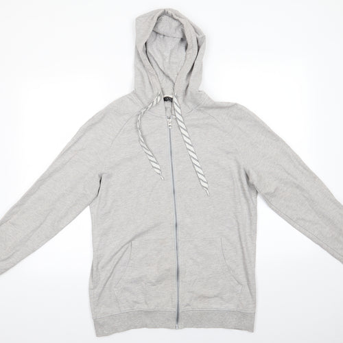 Avenue Mens Grey  Cotton Full Zip Hoodie Size S