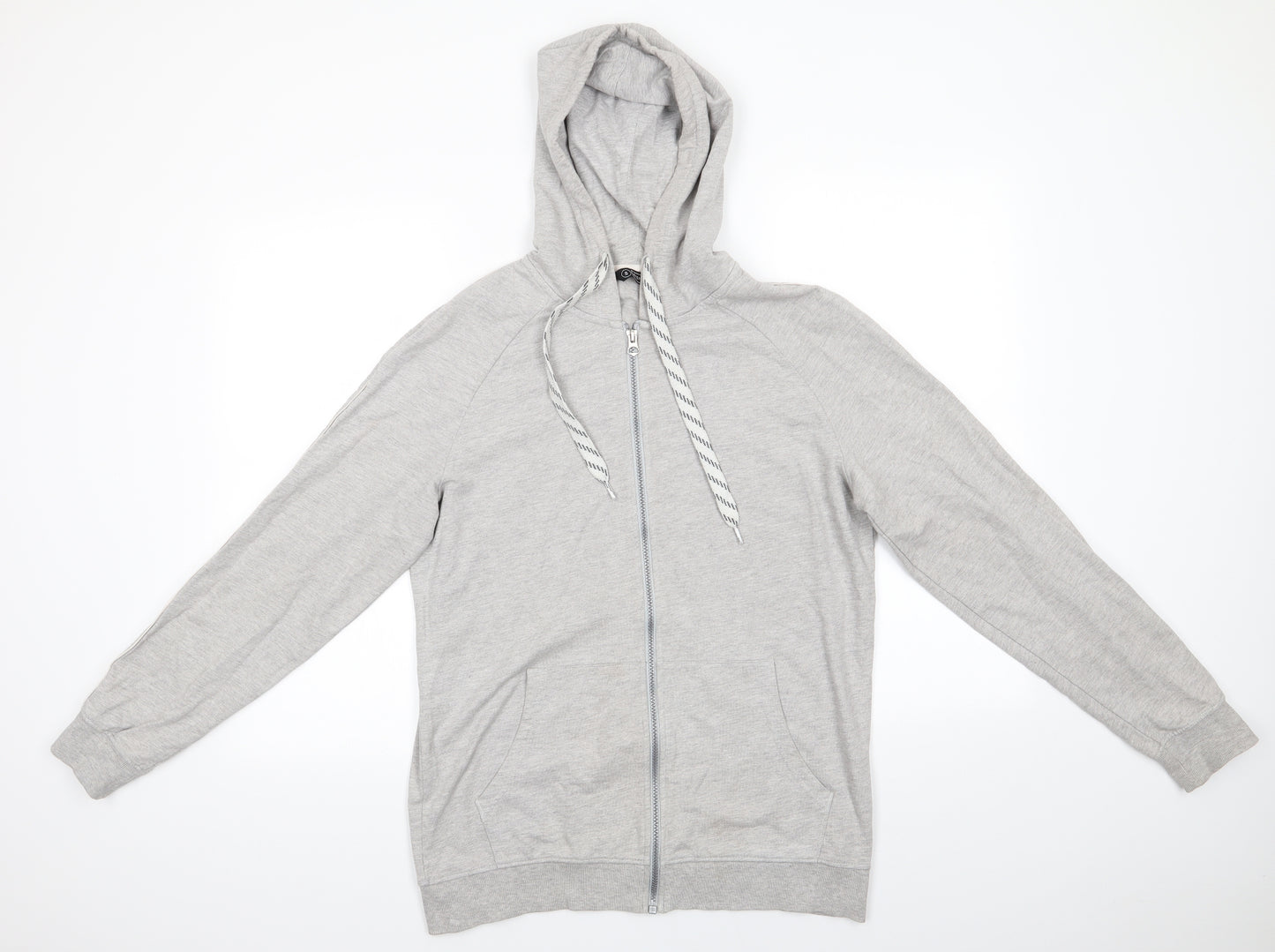 Avenue Mens Grey  Cotton Full Zip Hoodie Size S