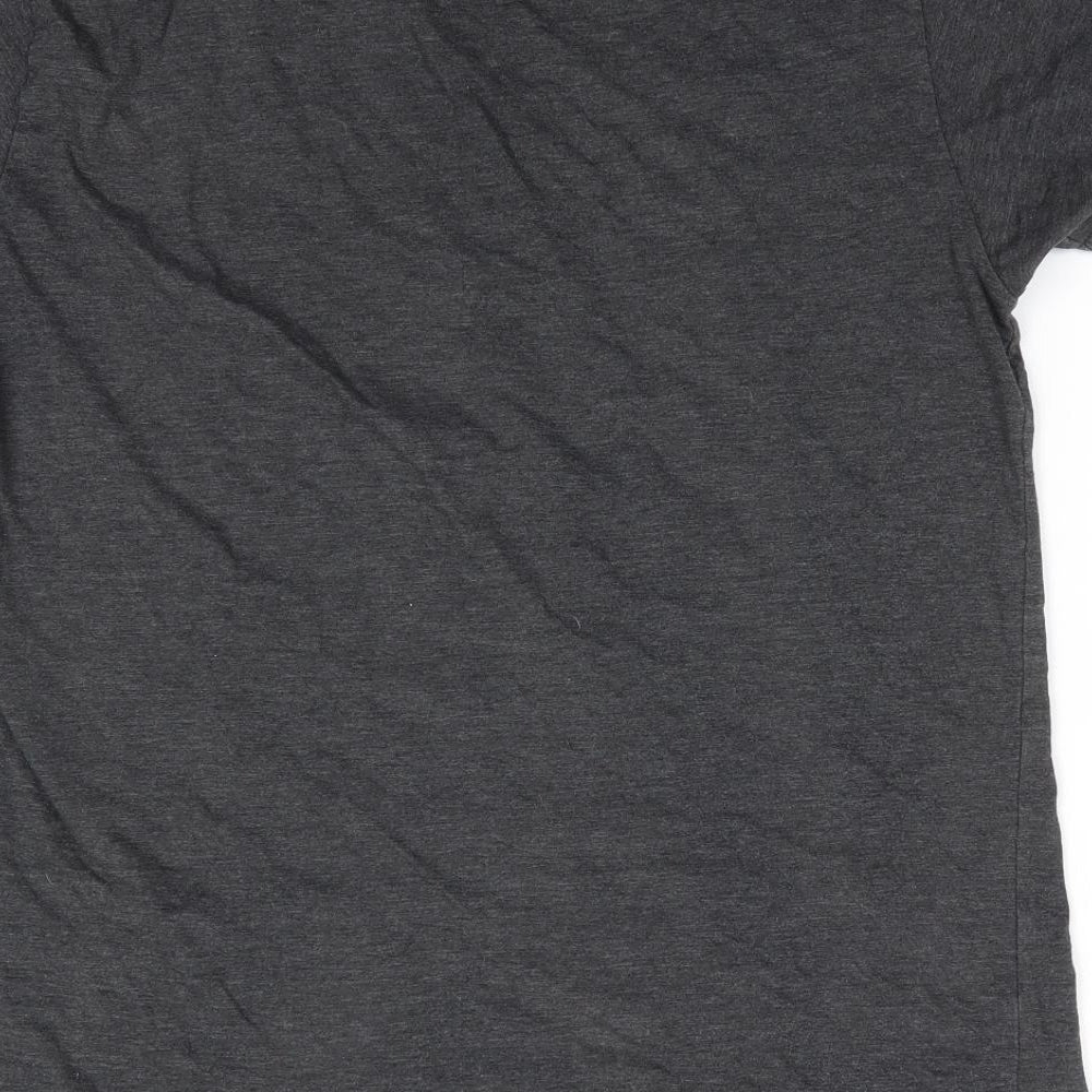Cedar Wood State Mens Grey  Cotton  T-Shirt Size XS Round Neck  - Abstract design Red & BLue