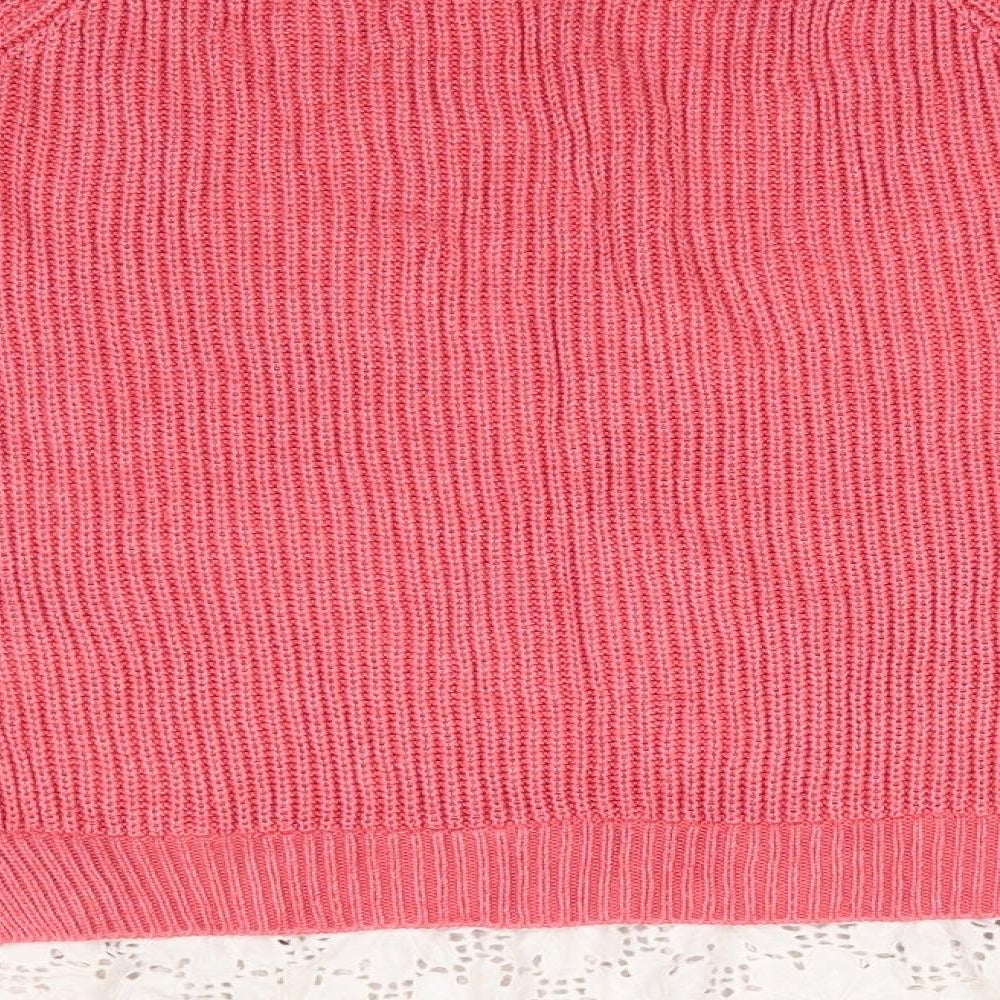 Papaya Womens Orange Round Neck  Acrylic Pullover Jumper Size L   - Lace Hem
