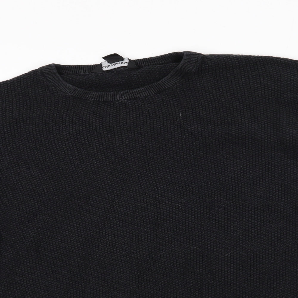 Cedar Wood State Mens Black Round Neck  Cotton Pullover Jumper Size M   - Waffle Texture
