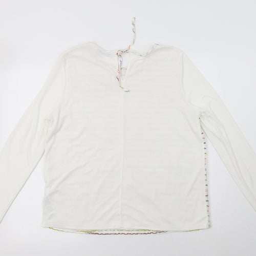 Per Una Womens White Striped Viscose Basic Blouse Size 12 Crew Neck