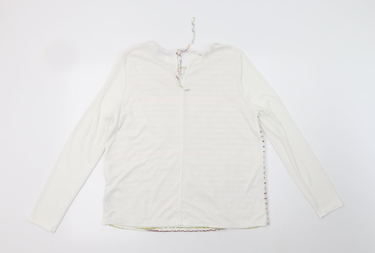 Per Una Womens White Striped Viscose Basic Blouse Size 12 Crew Neck
