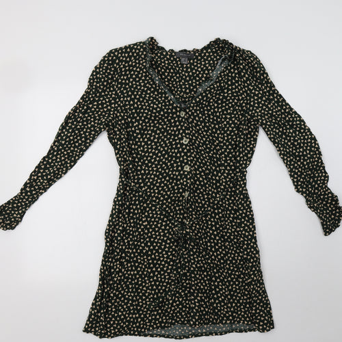 Primark Womens Green  Viscose Shirt Dress  Size 16  V-Neck  - Heart Print