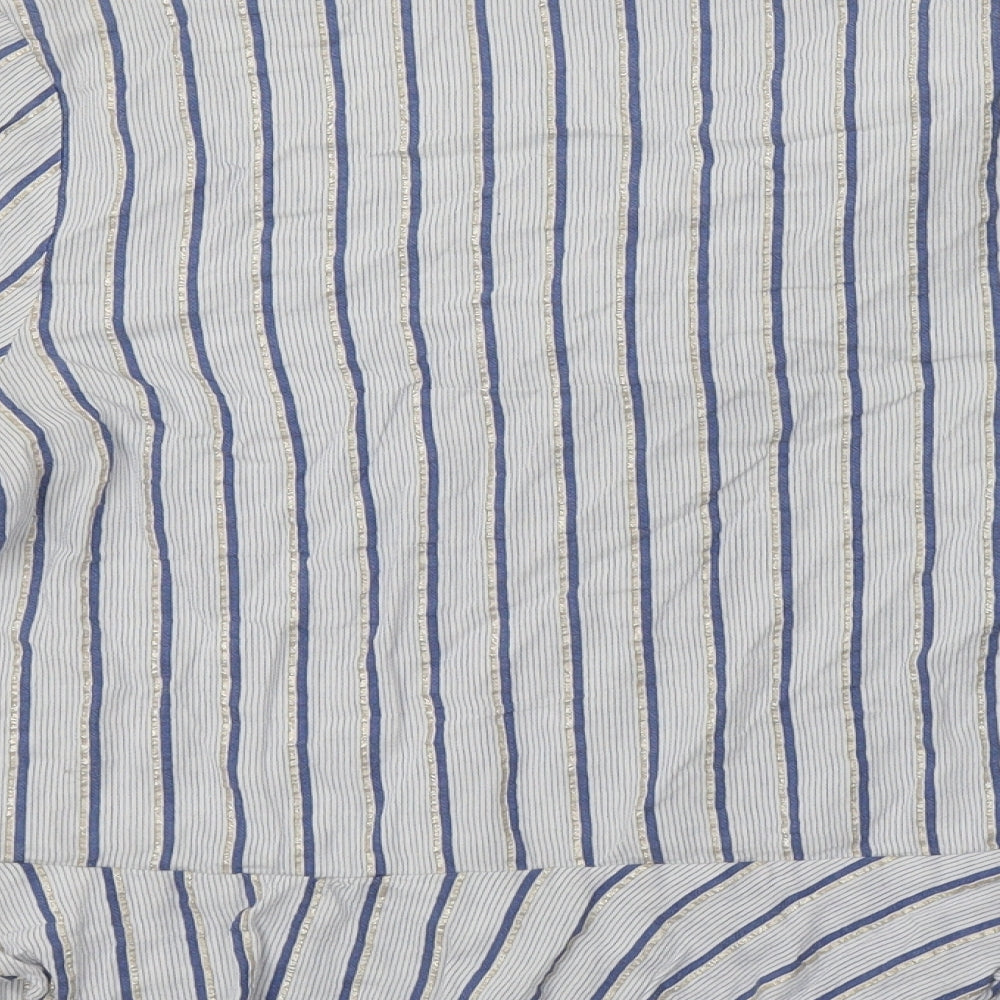 NEXT Womens Blue Striped Viscose Basic Blouse Size 12 V-Neck