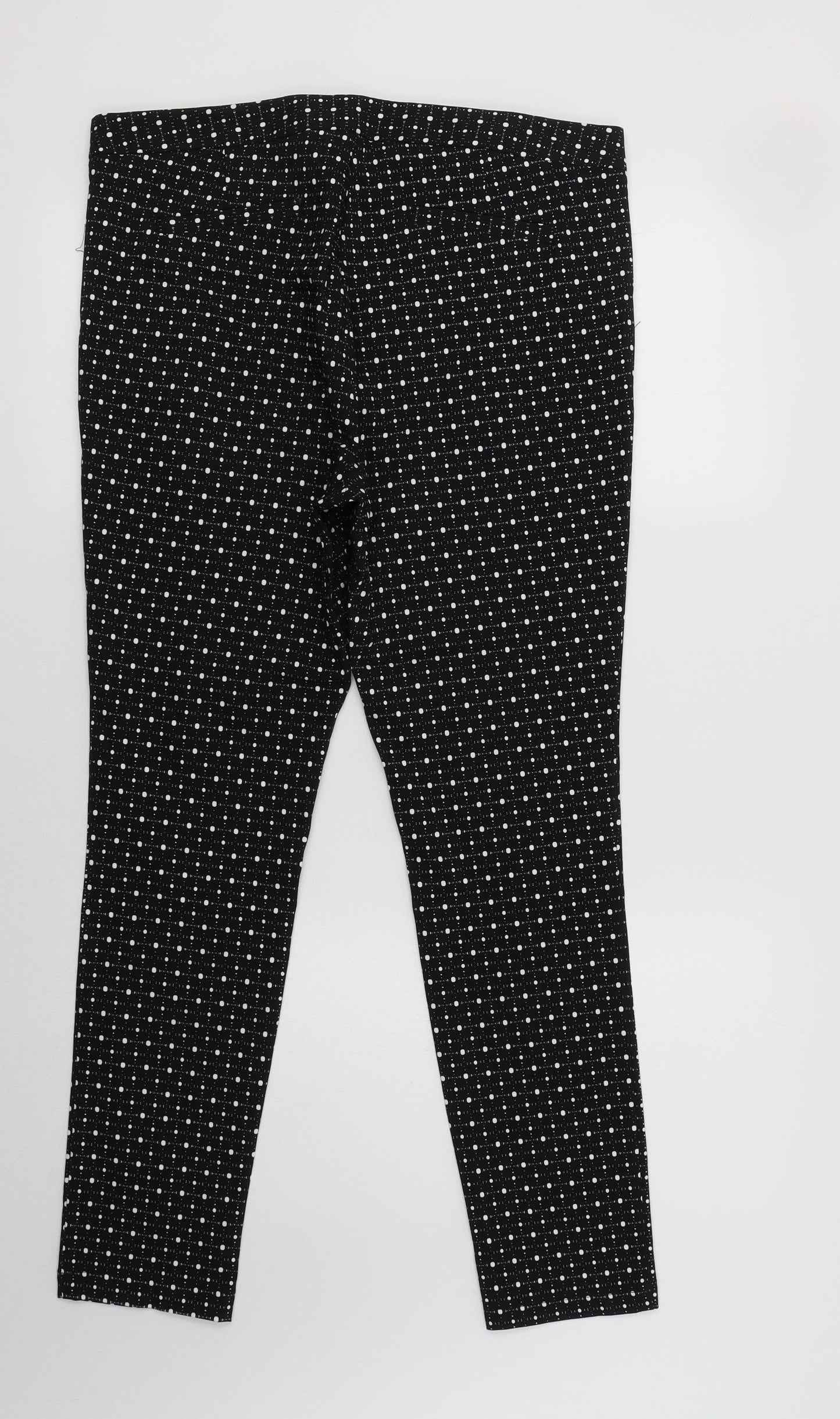 Dorothy Perkins Womens Black Polka Dot Viscose Trousers  Size 14 L28 in Regular