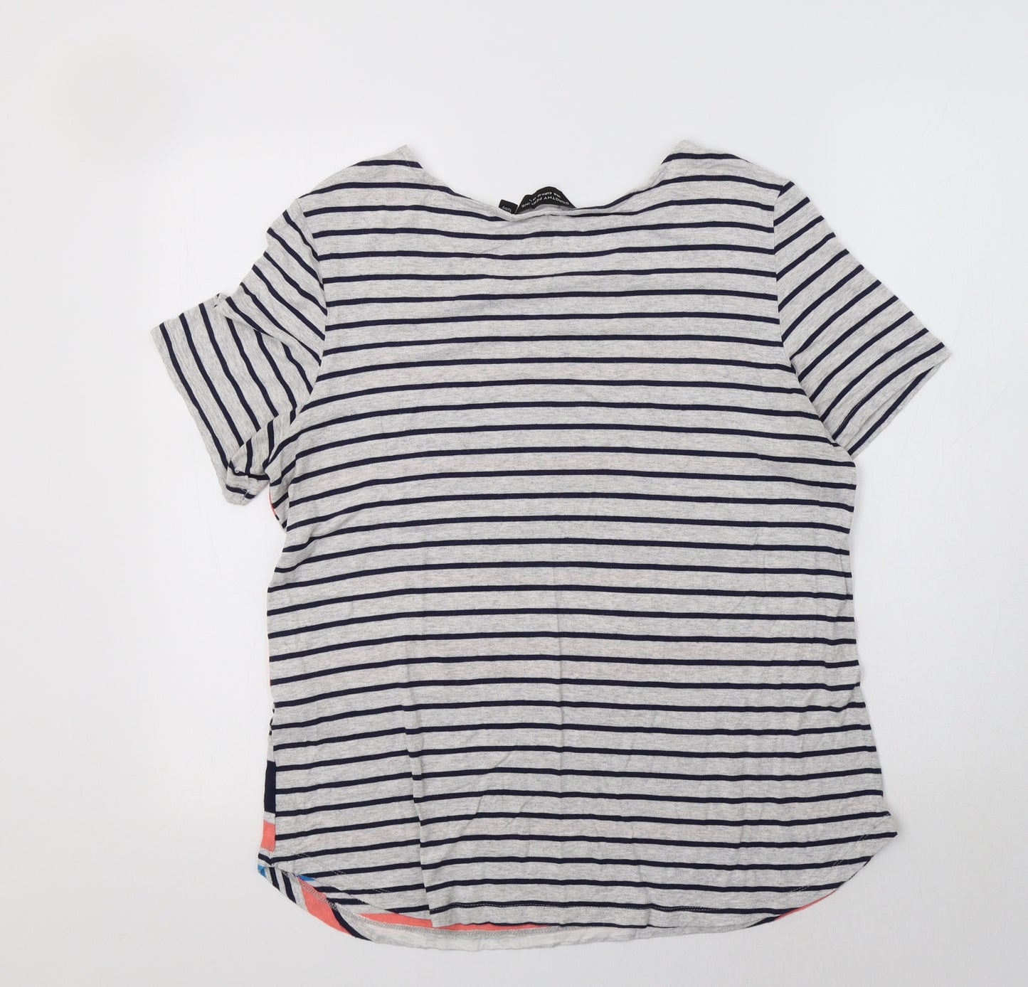 Dorothy Perkins Womens Multicoloured Striped Viscose Basic T-Shirt Size 14 Round Neck