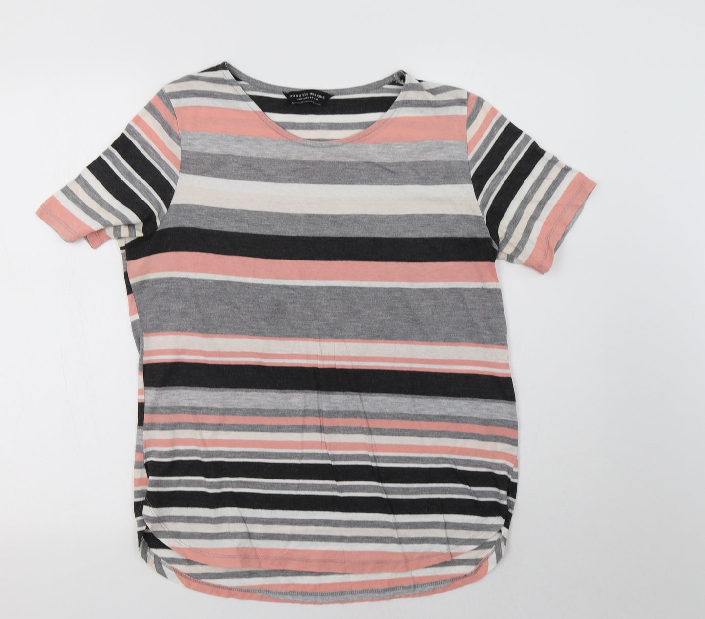 Dorothy Perkins Womens Multicoloured Striped Polyester Basic T-Shirt Size 16 Crew Neck