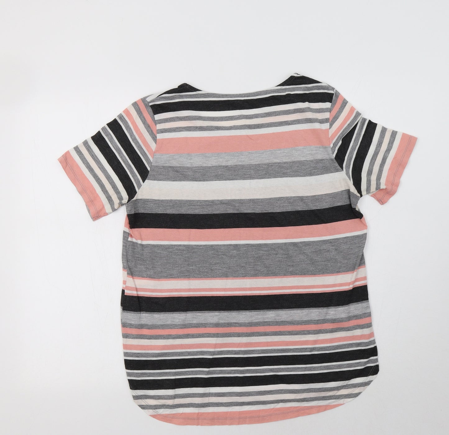 Dorothy Perkins Womens Multicoloured Striped Polyester Basic T-Shirt Size 16 Crew Neck