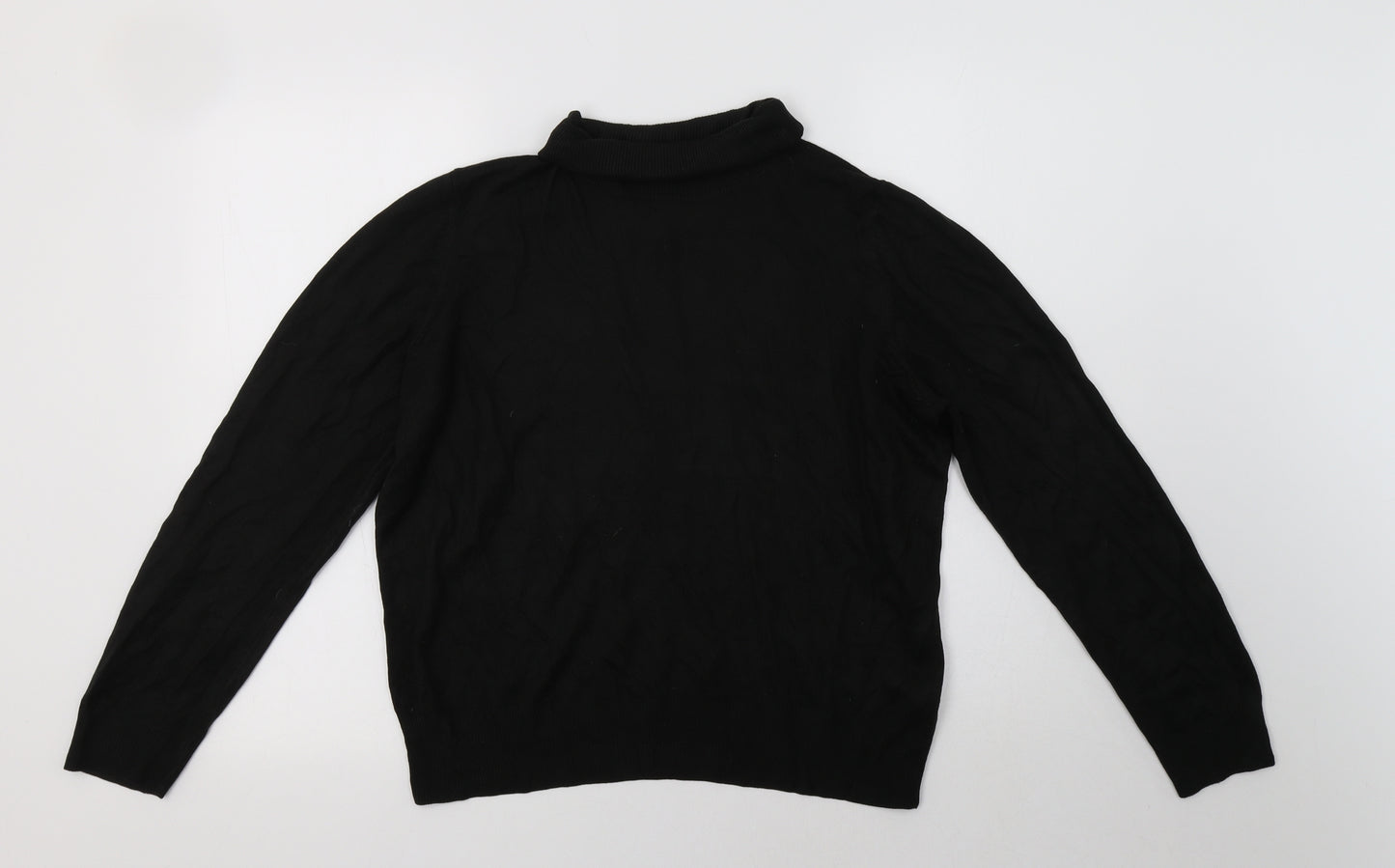 M&S Womens Black Roll Neck  Acrylic Pullover Jumper Size 12