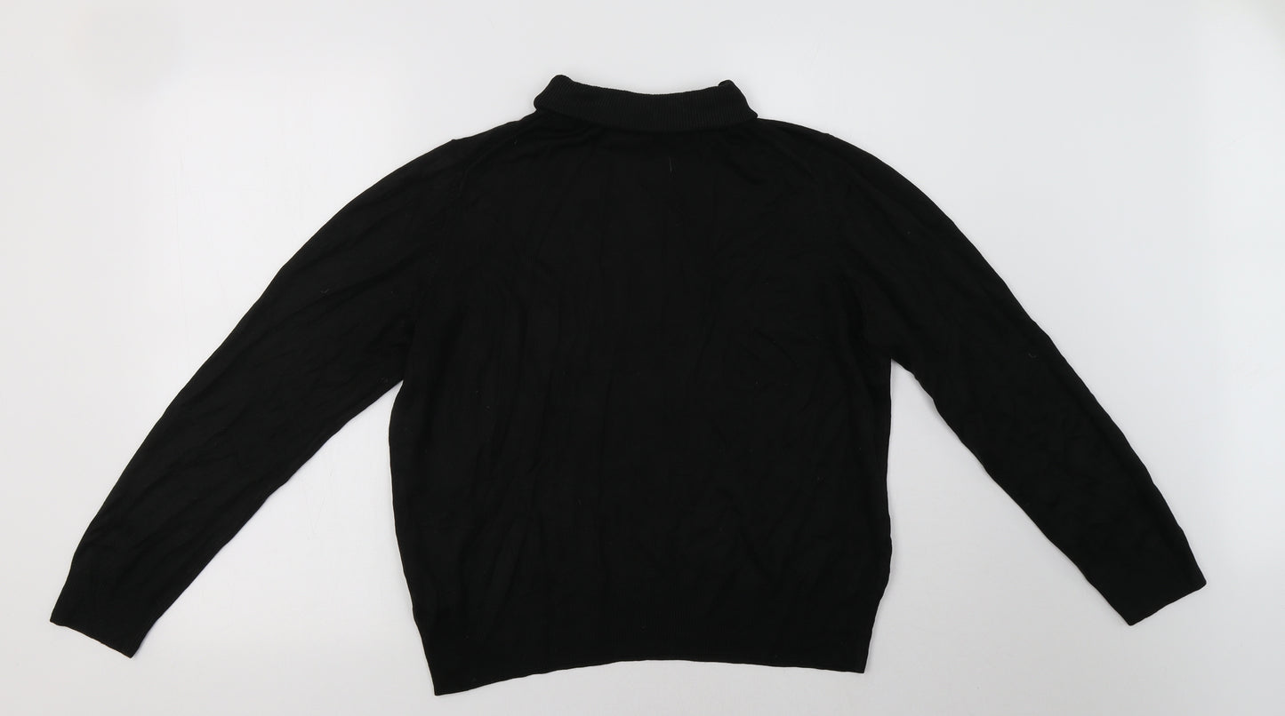 M&S Womens Black Roll Neck  Acrylic Pullover Jumper Size 12