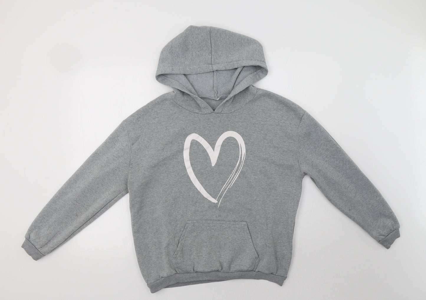 SheIn Womens Grey  Polyester Pullover Hoodie Size M   - Heart