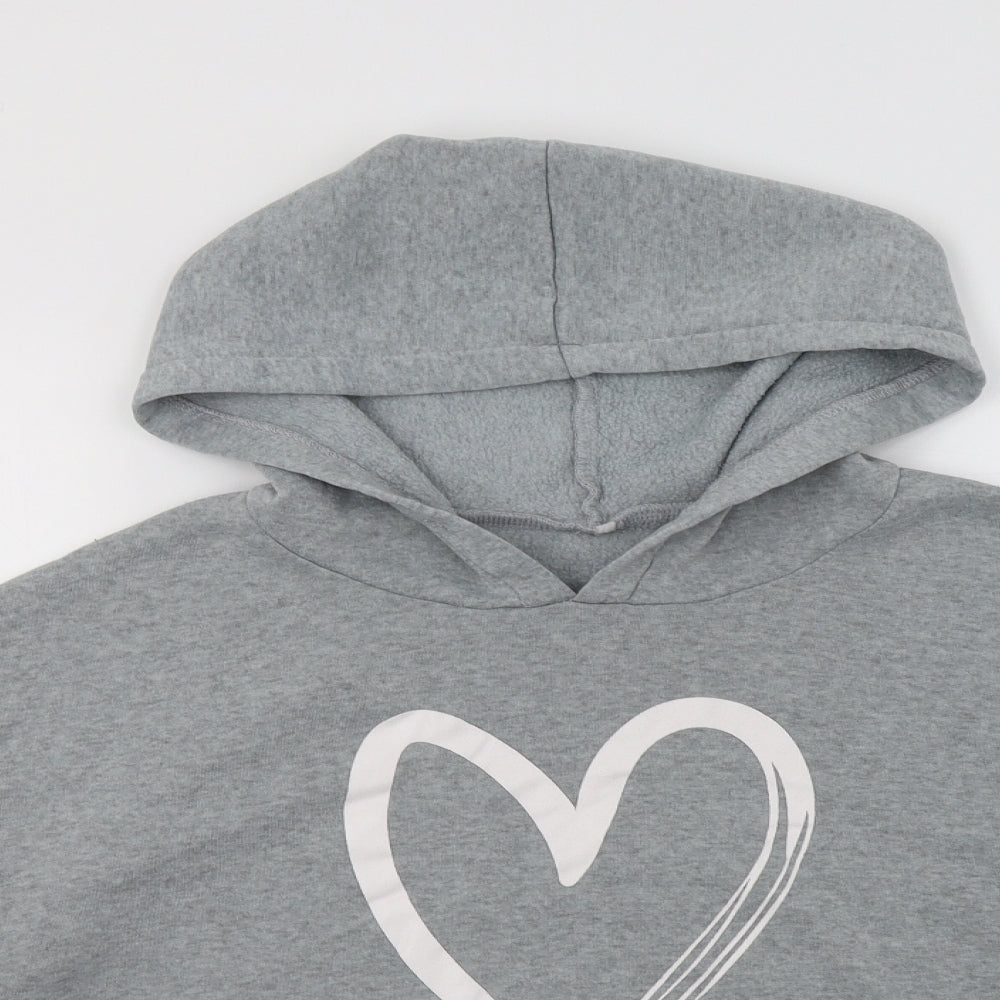SheIn Womens Grey  Polyester Pullover Hoodie Size M   - Heart