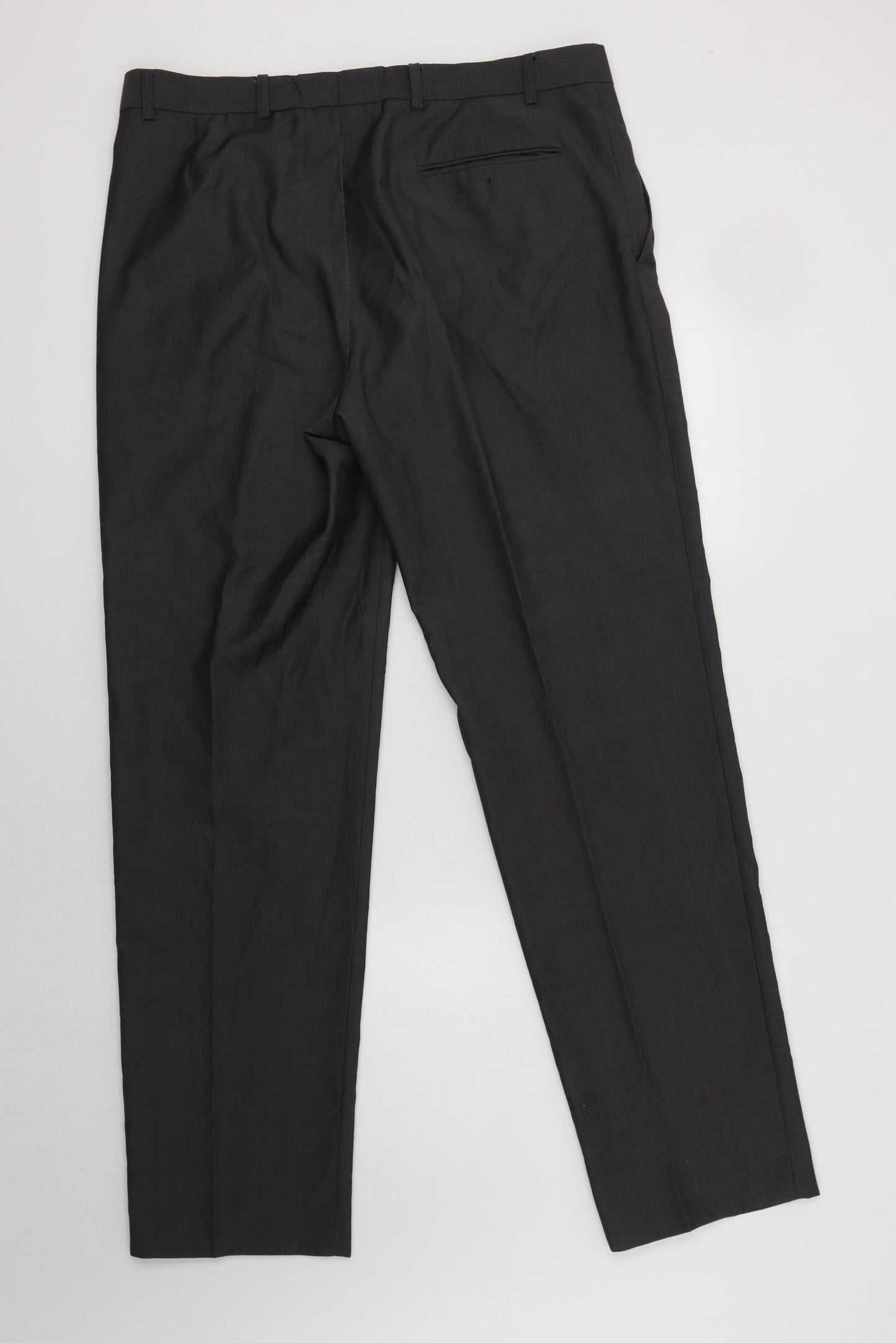 M&S Mens Grey  Polyester Dress Pants Trousers Size 36 L33 in Regular
