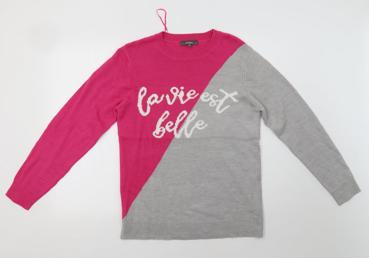 Studio Womens Grey Crew Neck Acrylic Pullover Jumper Size 14 - La Vie