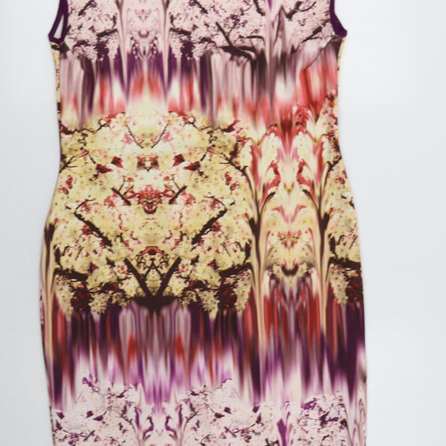 Papaya Womens Multicoloured Geometric Polyester Bodycon  Size 14  Crew Neck