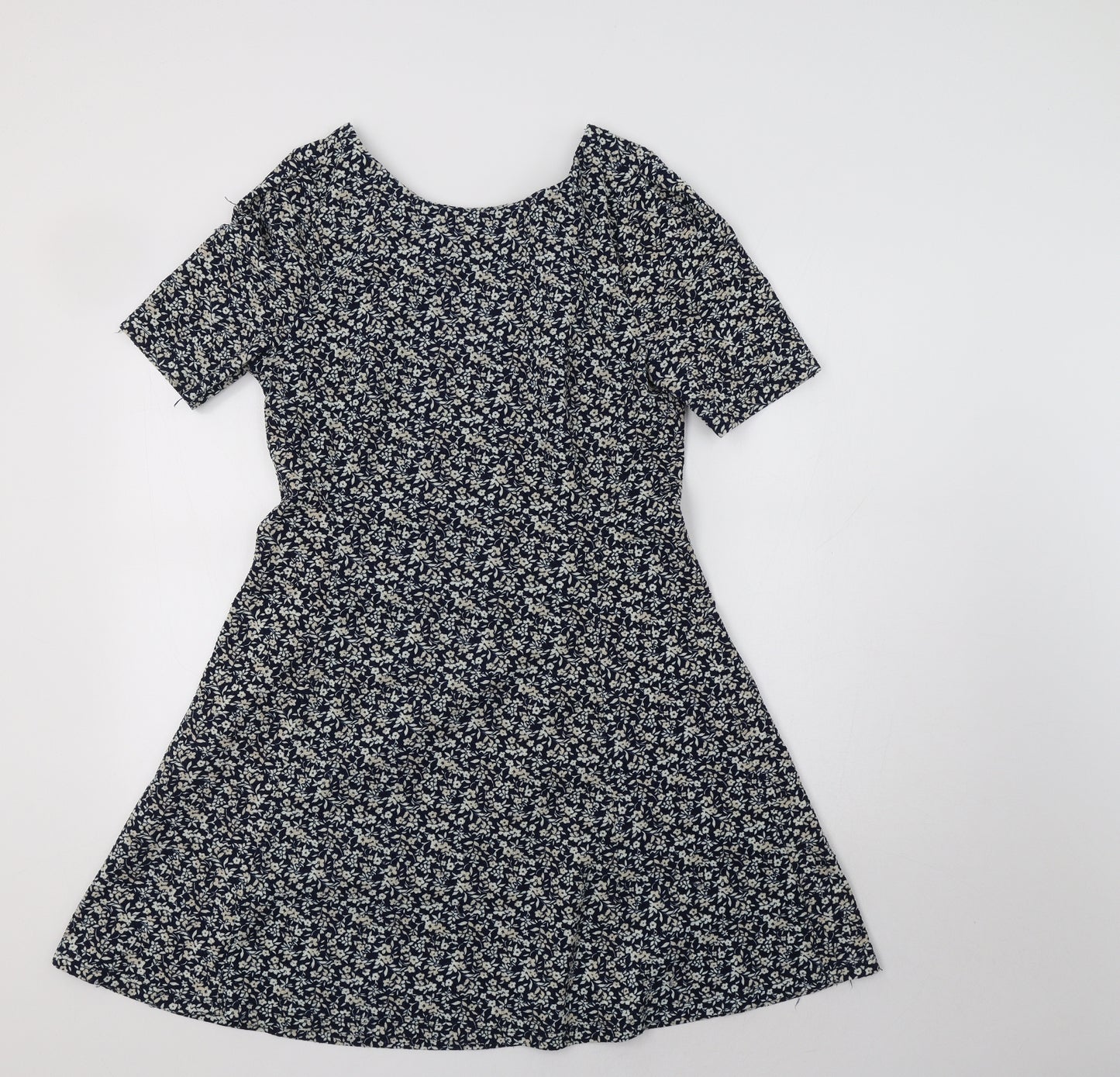 NEXT Womens Blue Floral Polyester Fit & Flare  Size 12  V-Neck