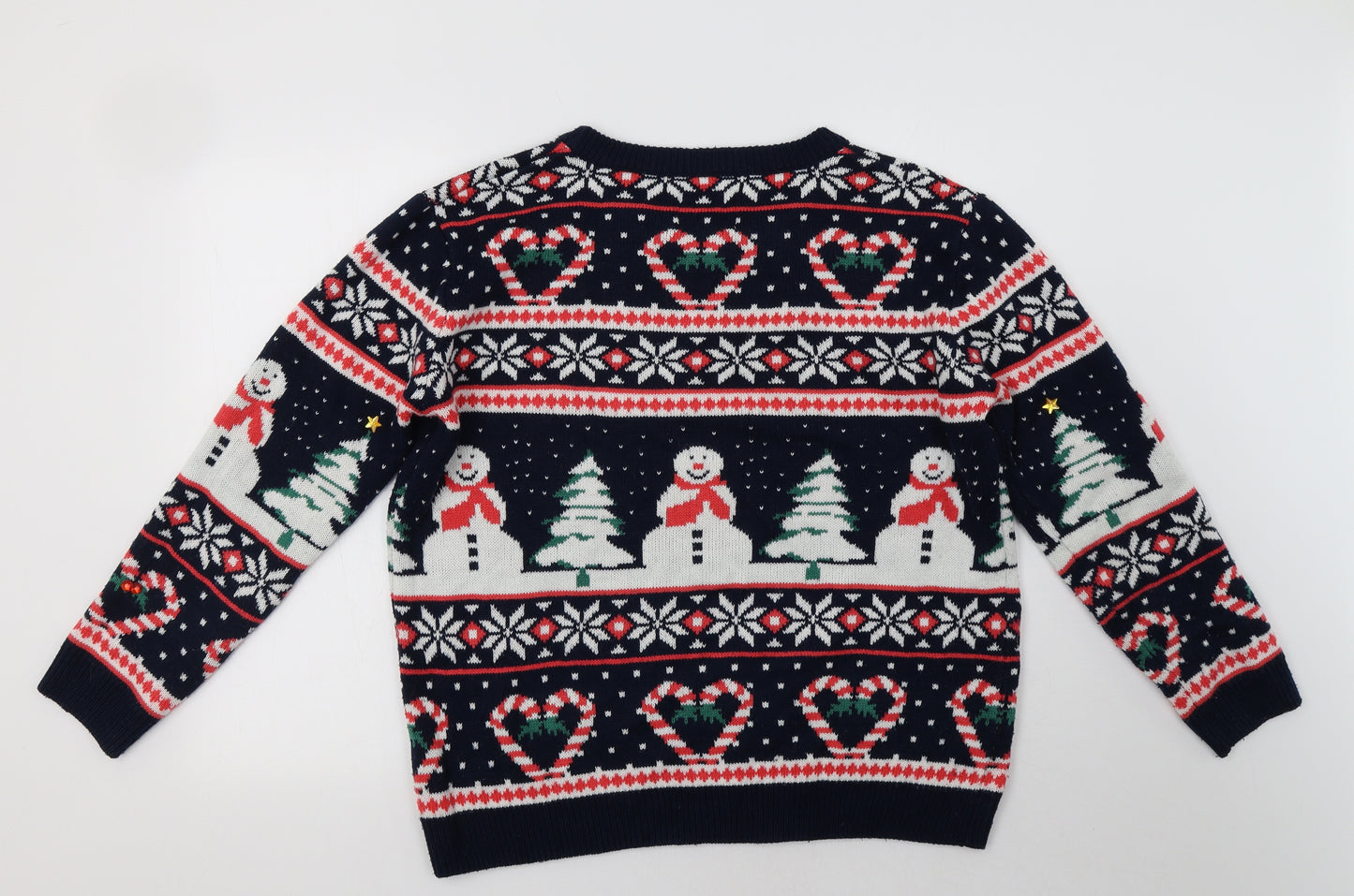 Primark Womens Blue Crew Neck Fair Isle Acrylic Pullover Jumper Size M   - Christmas Jumper