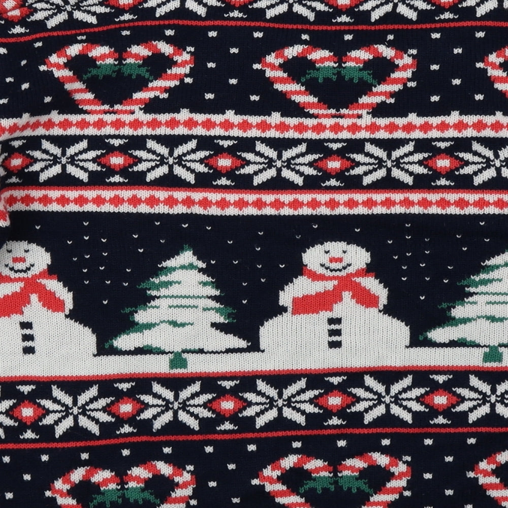Primark Womens Blue Crew Neck Fair Isle Acrylic Pullover Jumper Size M   - Christmas Jumper